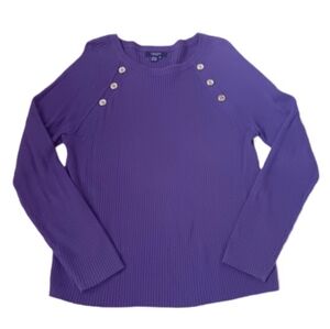 CHAPS Purple Ribbed Sweater with Buttons | EUC